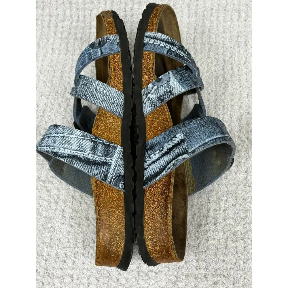 Papillio by Birkenstock Blue Denim Print Sandals Size 7 AS IS #79757